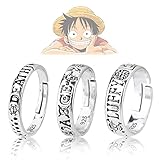 3Stück Vintage Punk Ringe Set Anime One Piece Luffy Ring Geburtstagsgeschenke für Männer Jungen Cosplay Geschenke für Frauen Männer ONE PIECE Ring Anime Style Fashion Qualität hohe Haltbarkeit Ring