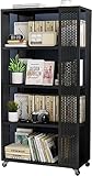 Bücherregale Drehbares Bücherregal 360° Home Bücherregal mit Rädern Schlafzimmer Lagerregal Eckregal (Farbe: Schwarz, Größe: 70 x 35 x 71 cm)