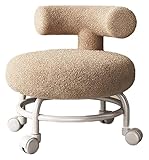 EnixWh Schuhschrank-Ottomane, runde gepolsterte Fußstütze, mit Rückenlehne, Rollschuhhocker, Schuhhocker, für Wohnzimmer, Schlafzimmer, 38 x 46 cm (Farbe: Khaki, Größe: weißes Rad)