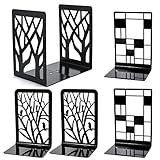 Buchstütze, 3 Paar Buchstützen Metall Bücherstütze CD Kinder Book Holder für Buchklassifizierung Buchaufbewahrung 3 Stile Buchstütze für Studienraum Schlafzimmer Büro Café, Schwarz