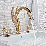 Luxus Golden Swan Becken Wasserhahn Dual Griffe Heiß Kalt Wasser Mischbatterie Badezimmer Becken Waschbecken Wasserhahn Waschen Wc Armaturen Wasserhahn Wasserfall