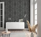 marburg Tapete Schwarz Grafisch Vliestapete für Wohnzimmer oder Schlafzimmer Made in Germany 10,05 x 0,75 m