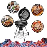 DRULINE Kugelgrill – Holzkohlegrill – Kohlegrill – Barbeque Grill – BBQ – Stahl schwarz - B/H/T ca. 57 x 130 x 57 cm - Geschenk für Männer