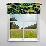 TropicalLife Niedlicher Dinosaurier Vorhang Volant für Fenster Kleiner Vorhang Halbe Fenster Vorhänge mit Stangentasche für Café Bad Küche Wohnzimmer Dekor, 152 x 45 cm