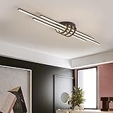 LED Deckenleuchte Dimmbar Wohnzimmer Deckenleuchte Modern LED Deckenlampe Esstisch Deckenlampe für Schlafzimmer Küchen Büro Esszimmer Decken Leuchten Esstisch Hängelampe Dekoleuchte (Schwarz, L110cm)