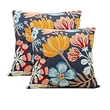 ACCZ Blumen Frühling Kissenbezug,Sofakissen Frühling Sommer Deko Outdoor Kissenbezug Stickerei Kissen Kissenhülle Blumen für Garten Couch Sofa Wohnzimmer Schlafzimmer 2er Set 45x45 cm