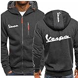 QWEIAS Dünne Hoodies-Jacke für Herren – Servizio Vespa-Print Langarm-Sweatshirts Pullover Frühling Sommer Full Zip Coats Sports Hooded Tops(Color:A2,Size:2XL), XXL