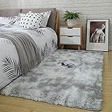 Meyecon Teppich Grau Shaggy Teppich Area Rug Wohnzimmerteppich Teppiche Bedroom Carpet Neu Hellgrau Schlafzimmer Teppiche Super weich Fluffy Kindermatte (grau, 80 x 160 cm)