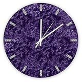 XVBCDFG Wanduhr Violett Lila Silber Grau Samt Aubergine Traube Runde Moderne Holzuhren für Schlafzimmer Wohnzimmer Zuhause