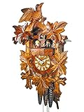 Kuckucksuhr Schwarzwald Kukus-Uhr mechanisch 1-Tag-Werk, 1 Vogel & 5 Ahorn-Blätter Musik Tanz-Figuren, Kukuksuhr Cuckoo Clock Schwarzwalduhr Kuckusuhr