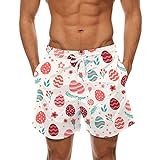 Herren-Shorts mit 3D-Digitaldruck, Taschenschnalle, Revers-Shorts, Herren-Party-Outfit, rot, L