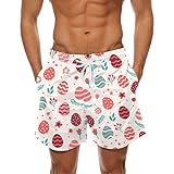 Herren-Shorts mit 3D-Digitaldruck, Taschenschnalle, Revers-Shorts, Herren-Party-Outfit, rot, L