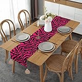 Zebra Tiger Leopard Rosa Weihnachten Tischläufer Bauernhaus Tischdecke Weihnachtsdekoration ist stilvoll und großzügig (rot/grün/khaki, 35,6 x 152,4 cm).