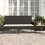 BULANED Gartenbank 3-Sitzer mit Kissen, Sitzbank Garten, Sitzbank Outdoor, Balkon Bank, Parkbank, Balkonbank, Schwarz Poly Rattan