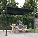 Festnight pavillon 3x3 Metall mit Ausziehbarem Dach pergola Balkon mit Schiebedach Wasserdicht, Stabil & Winterfest, Gartenpavillon mit UV-Schutz & Aluminium-Rahmen 3x3 m Anthrazit