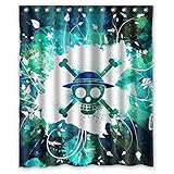 None brand Cooler Anime One Piece wasserdichter Duschvorhang aus Polyester-180 cm x 240 cm