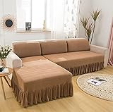 DSHUB Sofa-Kissenbezug, Stretch, mit Rock, Möbelbezug, Jacquard-Spandex-Sofa-Sitzbezug, weich, mit elastischem Boden für Wohnzimmer, Haustier, 2 Sitze (groß), Hellblau