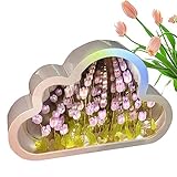 Povanjer Lampe Tulpe Spiegel Wolke – Künstliche Blume Meer Wolke Spiegel Tulpe Nachtlicht, Dekoration für Spiegel, Haus, Nachttischlampe, Nachtlicht, handgefertigt, für Schlafzimmer