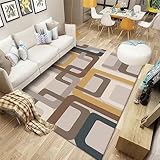 DJHWWD Teppiche Wohnzimmer Teppischsclafzimmer Teppich Salon Braun Rechteckiges Abstraktes Muster Teppich Studie Mehrere Größen 120X180Cm Küchen Teppiche Kitchen Braun