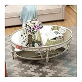 Sofa-Beistelltisch Ovale Couchtische for Wohnzimmer, 43,3/47,2/51,1-Zoll-Couchtisch mit Spiegelplatte und offenem Regal, Vintage-Cocktailtisch Beistelltisch Nachttisch Set ( Color : A , Size : 120*70*