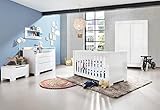 Pinolino Kinderzimmer Sky breit, 3-teilig, Kinderbett (140 x 70 cm), breite Wickelkommode mit Wickelaufsatz und Kleiderschrank, weiÃ Hochglanz (Art.-Nr. 10 34 98 B)