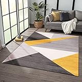 VIMODA Teppich Wohnzimmer Schlafzimmer Flur Teppich Geometrisches Muster Gelb, Maße:160x220 cm