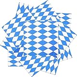 Wentsent 40 Stück Servietten Oktoberfest Bavaria Blaue Weiß Karierte Servietten Oktoberfest Deko Bayrisch Motivservietten Tischdeko für Bierfest Party Gastronomie 33x33cm (40, Blau Weiß A)