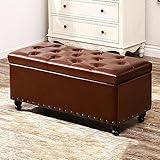 Premium-Knopf-Leder-Aufbewahrungsbank, rechteckige Hebe-Aufbewahrungsbank, modernes Ende der Bettbank, schöne dekorative Möbel (Color : Brown, Size : 24x18x18inch)