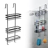 JOIEYOU Duschablage Ohne Bohren Spülbecken Organizer Duschstange Duschregal Badezimmer Zubehör, 3 Stücke, Schwarz