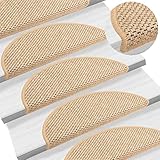 TALCUS Home & Garden Stufenmatten selbstklebend Sisaloptik 15 Stück 65x25 cm Hellbeige