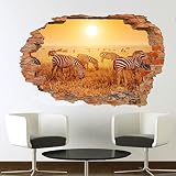3D lebendige Wandtattoos Wildlife Africa Zebras Wandaufkleber 3D-Kunstwand-Aufkleber Home Office Decor