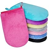 PHOGARY 8 Stück Mikrofaser-Waschhandschuhe, Flanell, weicher Waschhandschuh, Bad-Spa-Tuch, Wiederverwendbare Make-up-Entferner, Handschuhe, europäischer Stil, Waschlappen, 15 x 21 cm (8 Farben)