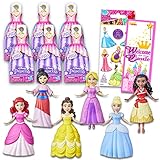 Disney Prinzessinnen-Partyzubehör-Set – Bündel mit 6 Disney-Prinzessinnen-Geheimstilen-Puppen mit Überraschungsprinzessin plus Aufklebern, mehr | Disney Prinzessin Mystery Toys