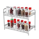 BESTonZON 2-Tier Gewürzregal mit ausziehbarem Design.Küche Counter Storage Organizer Halter für Gewürzgläser, Kräutergewürze, Platz-sparen Regal für Küche, Badezimmer, Schränke