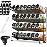 LINFELDT® Gewürzregal Wand & Stehend - TOP GEWÜRZ ORGANIZER | Gewürzregal Stehend - Gewurzregalsystem | Spice Rack, Gewürzständer, Gewürzgläser mit Regal 28 GLÄSER INKL STICKER, TRICHTER