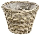 Dehner Rattan Planztopf, Ø 35 cm, Höhe 25 cm, Rattangeflecht, grau/braun