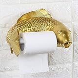 Rishx Wand Toilettenpapierhalter Tissue Rack Kreative Harz Fisch Toilettenpapier Handtuch Shlef Niedlichen Tier Haushalt Toilettenpapier Distributor Badezimmer Zubehör (Color : Gold)
