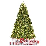 COSTWAY 210/225/240cm LED Künstlicher Weihnachtsbaum, Christbaum mit Klappsystem und Metallständer, Tannenbaum geschmückt, Kunstbaum Weihnachten ideal für Zuhause, Büro, Geschäfte und Hotels (225CM)