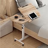 TeMkin Rollender Laptoptisch mit Rädern Verstellbarer Laptopständer Sofa Beistelltisch Mobiler Computerarbeitsplatz für Büro und Zuhause (Color : Antique Elephant Wood)
