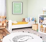 Alcube® Kinderbett 70x140 cm NOAH I Set inklusive Lattenrost und Matratze I Jugendbett 140x70 cm, mit Rausfallschutz, Made in Europe I hohe Stabilität Komplettbett - Weiß