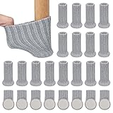 24 Stück Stuhlsocken, NETUME Hochelastisch Gestrickte Möbelsocken/Filz Stuhlbeinkappen with Filzgleiter, Antirutsch Pads Stuhlbeinschoner Ideal Bodenschoner für Möbel Stuhlbein Tisch (Grau)