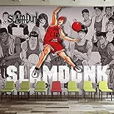Torchic Tapeten Anime SLAM DUNK Farbe Schwarz und Weiß Basketballhalle Kinderzimmer Thema Wanddekoration Hintergrundwand-312 * 219(W*H)