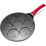 Gokelomg Pfannkuchen Hersteller - Antihaft Pfannkuchen Pfanne Grill Pfanne Mini Crepe Maker 7 Form Pfannkuchen mit Silikon Griff, Schwarzes Tier