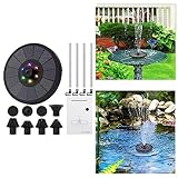 HpLive Solar Springbrunnen mit 6 farbigen LED-Leuchten, 3 W Solarbrunnen für Draussen mit 7 Sprüh Effekten, für Garten, Teich, VogelBad, Wasserspiel, Garten Vogeltränke