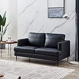 Z-hom 2 Sitzer Sofa Echtleder Leder Lounge Couch Ledersofa Mit Armteilfunktion (155 x 89 x 84 cm 2 Sitzer, Black)