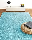 floor factory Hochflor Shaggy Teppich Colors blau/türkis 160x230cm - pflegeleichter und günstiger Langflorteppich