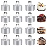 CJBIN Dessertringe, 12 Stück Tortenring Klein, Edelstahl Dessertringe und Speiseringe, Lebensmittel Ringe, für Tortenkreationen, Kuchen Schimmel, Ø 8 cm, Runder