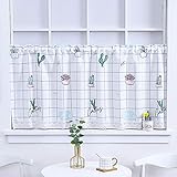 TONZN Halber Küchenvorhang, Bedruckt/Café-Vorhänge, handgefertigter Kaffeevorhang, koreanischer Pastoral, staubdicht/Dekoration/kurzer Vorhang, Trennvorhang (AW:200 x H:70 cm)