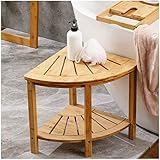 EEUK Duschbank Holz wasserfest, Duschbank badhocker für die dusche Bad Stuhl Badezimmer Hocker Dusche Bank Anti-Rutsch Duschsitz Badehocker Spa ändern Schuhe Hocker