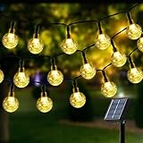 Damtong Solar Lichterkette Aussen, 100 Led 12M Solar Lichterkette Außen Wasserdicht, 8 Modi Kristall Kugeln Warmweiß Solar Lichterkette für Garten Deko, Terrasse, Balkon, Hochzeit, Partys